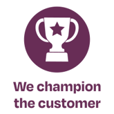 We Champion The Customer With Text All Purple
